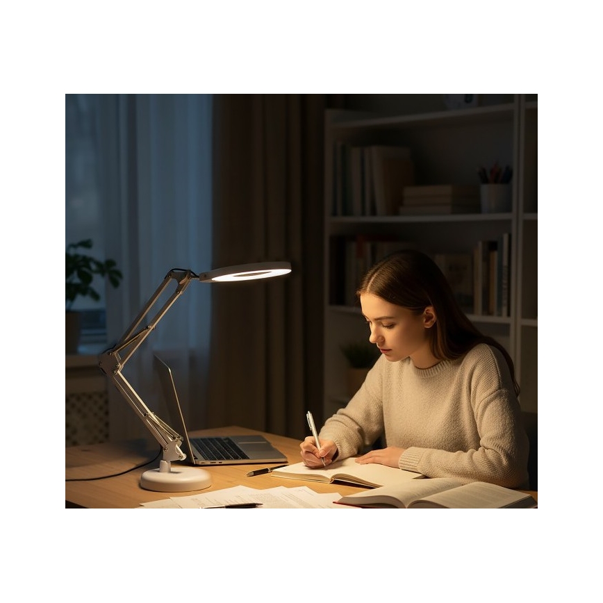 LED stolna svjetiljka s povećalom i podesivom svjetlinom 2 u 1 AURIQ LOUPE LED/10W/5V 3000/4000/6500K bijela