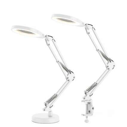 LED stolna svjetiljka s povećalom i podesivom svjetlinom 2 u 1 AURIQ LOUPE LED/10W/5V 3000/4000/6500K bijela