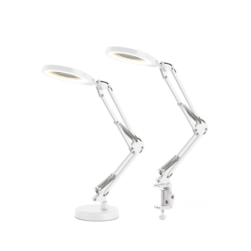 LED stolna svjetiljka s povećalom i podesivom svjetlinom 2 u 1 AURIQ LOUPE LED/10W/5V 3000/4000/6500K bijela