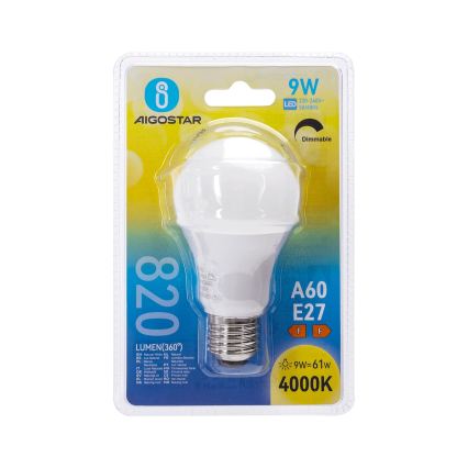 LED prigušivačka žarulja A60 E27/9W/230V 4000K - Aigostar
