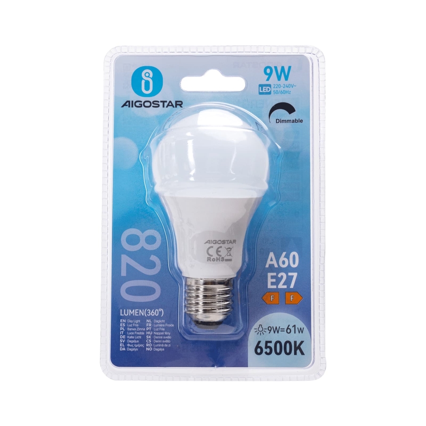 LED prigušivačka žarulja A60 E27/9W/230V 6500K - Aigostar