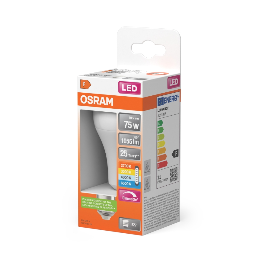 LED prigušivačka žarulja CLASSIC A60 E27/10,5W/230V 2700/3000/4000/6500K - Osram