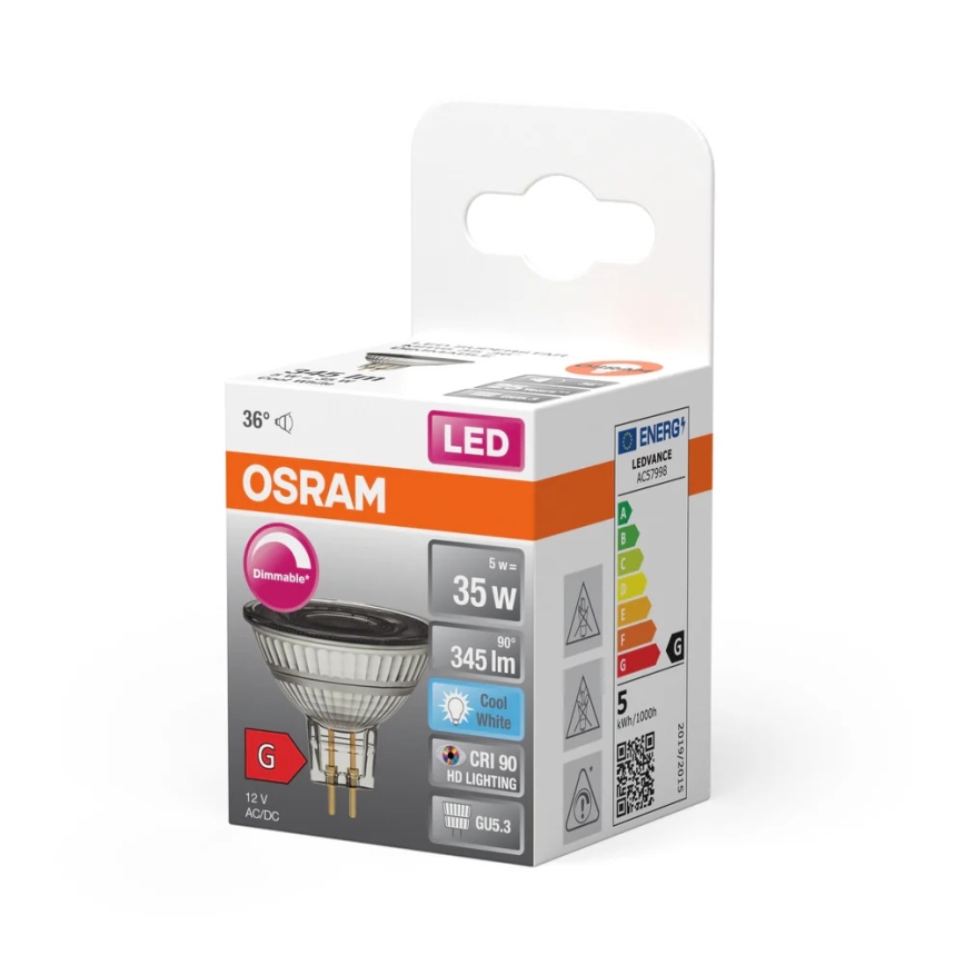 LED prigušivačka žarulja MR16 GU5,3/5W/12V 4000K 36° CRI 90 - Osram