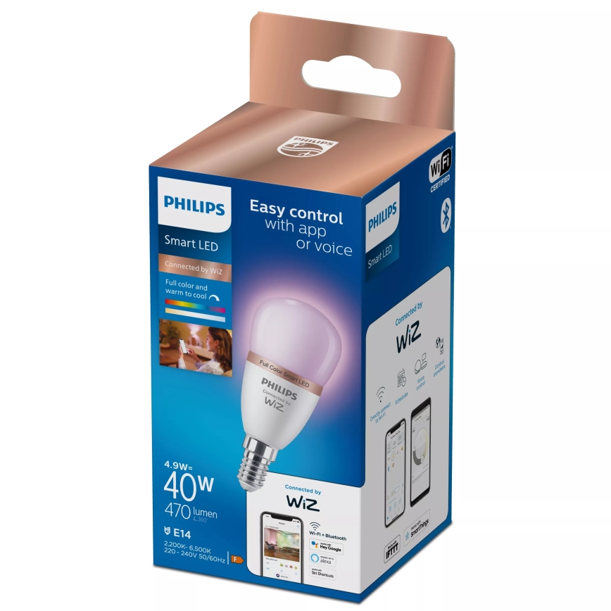 LED RGB prigušiva žarulja Philips SMART P45 E14/4,9W/230V 2200-6500K CRI 90