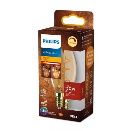 LED prigušivačka žarulja VINTAGE Philips B35 E14/3,1W/230V 2200K CRI 90