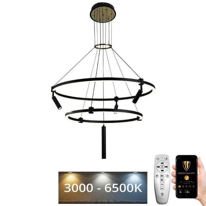 LED prigušivački luster na užetu LED/140W/230V 3000-6500K + daljinski upravljač