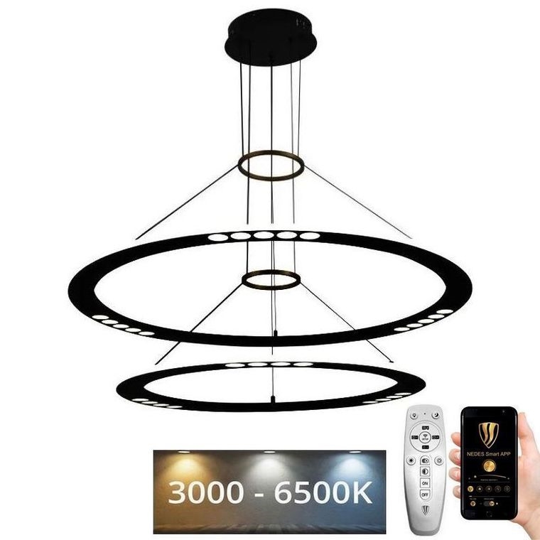 LED prigušivački luster na užetu LED/90W/230V 3000-6500K + daljinski upravljač