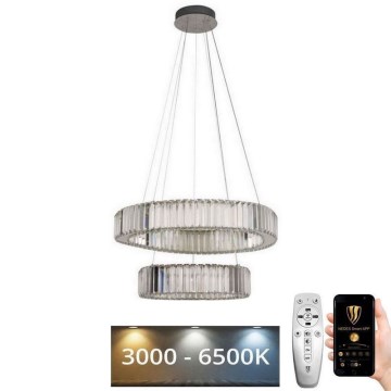 LED Prigušivi kristalni luster na sajli LED/65W/230V 3000-6500K sjajni krom + daljinski upravljač