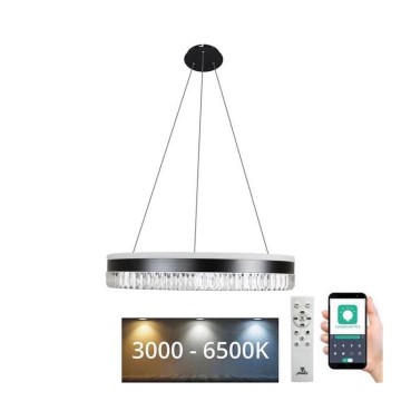 LED Prigušivi kristalni luster na sajli LED/80W/230V 3000-6500K crna + daljinski upravljač