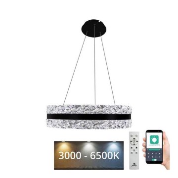 LED Prigušivi kristalni luster na sajli LED/80W/230V 3000-6500K crna + daljinski upravljač
