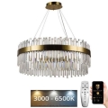 LED prigušivi kristalni luster na užetu LED/110W/230V 3000-6500K zlatna + daljinski upravljač