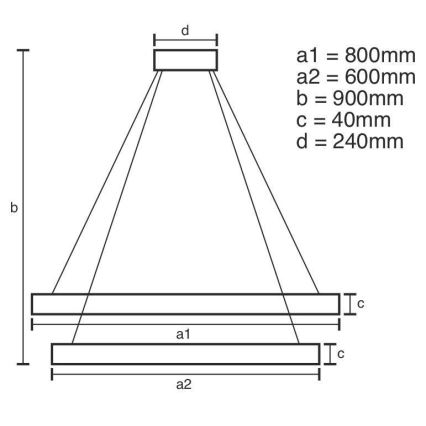 LED Prigušivi luster na sajli LED/100W/230V 3000-6500K + daljinski upravljač