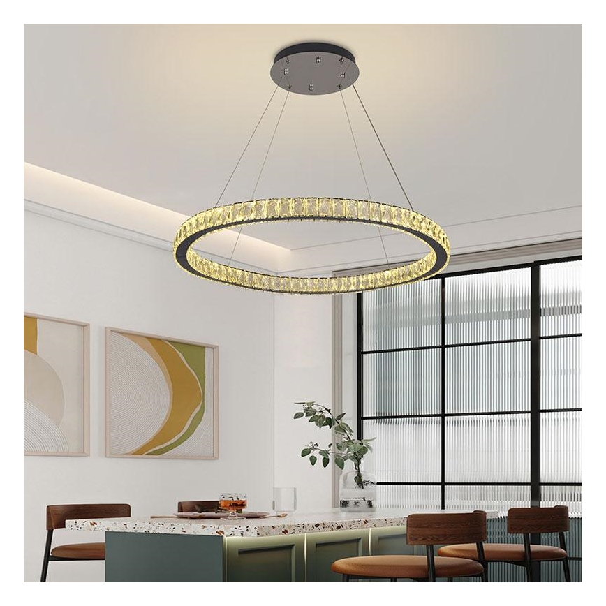 LED Prigušivi kristalni luster na sajli LED/100W/230V 3000-6500K srebrna + daljinski upravljač