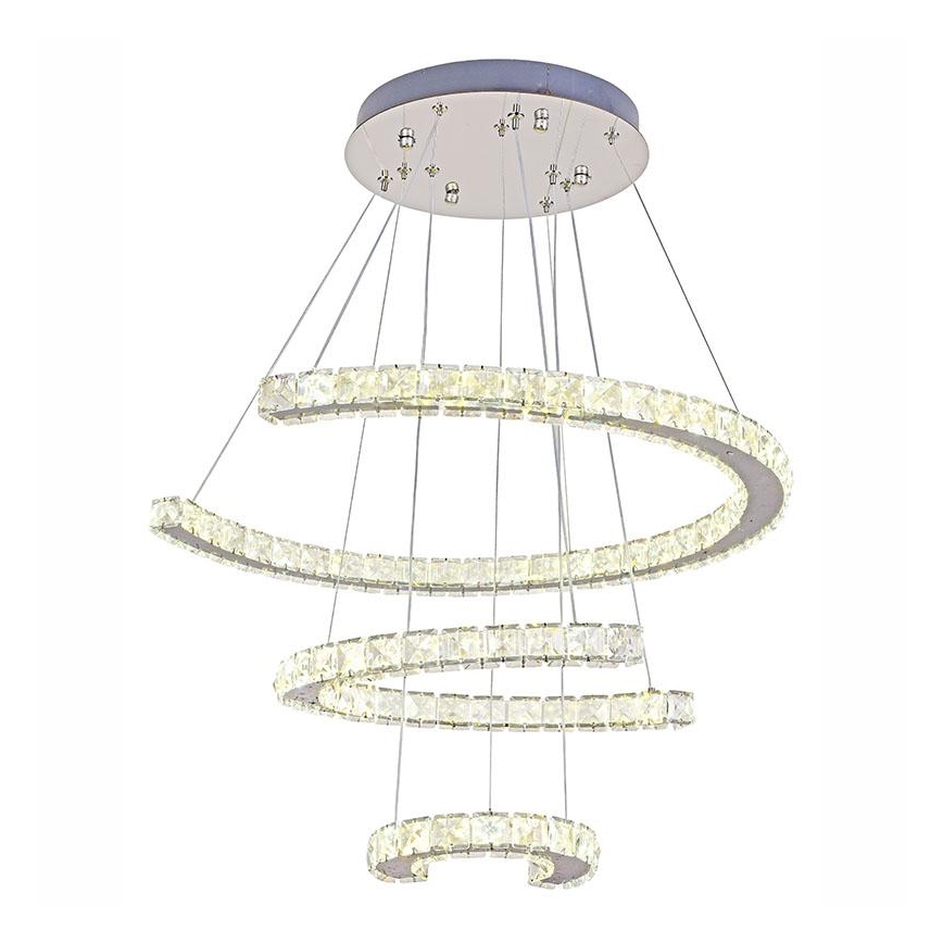 LED Prigušivi kristalni luster na sajli LED/100W/230V 3000-6500K srebrna + daljinski upravljač