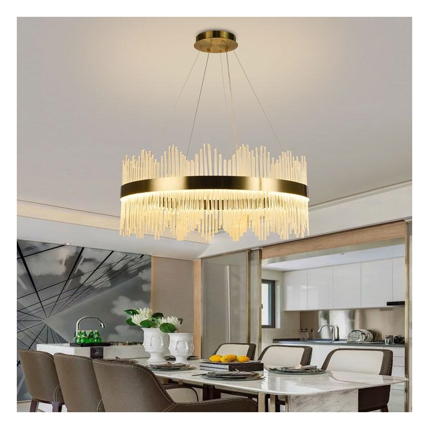 LED Prigušivi kristalni luster na sajli LED/110W/230V 3000-6500K zlatna + daljinski upravljač