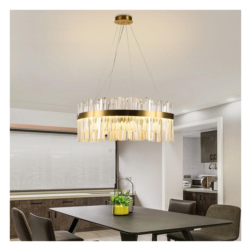 LED Prigušivi kristalni luster na sajli LED/110W/230V 3000-6500K zlatna + daljinski upravljač
