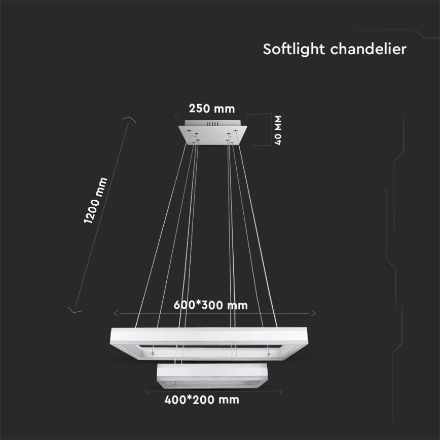 LED Prigušivi luster na sajli LED/113W/230V 3000K bijela