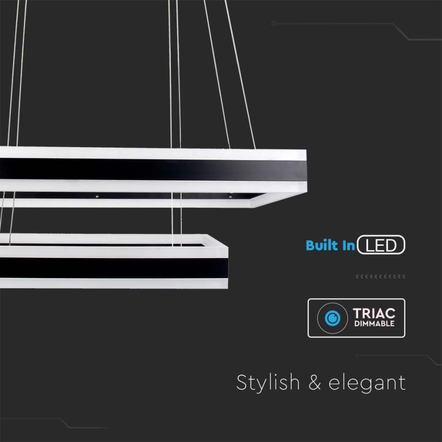 LED Prigušivi luster na sajli LED/113W/230V 3000K crna
