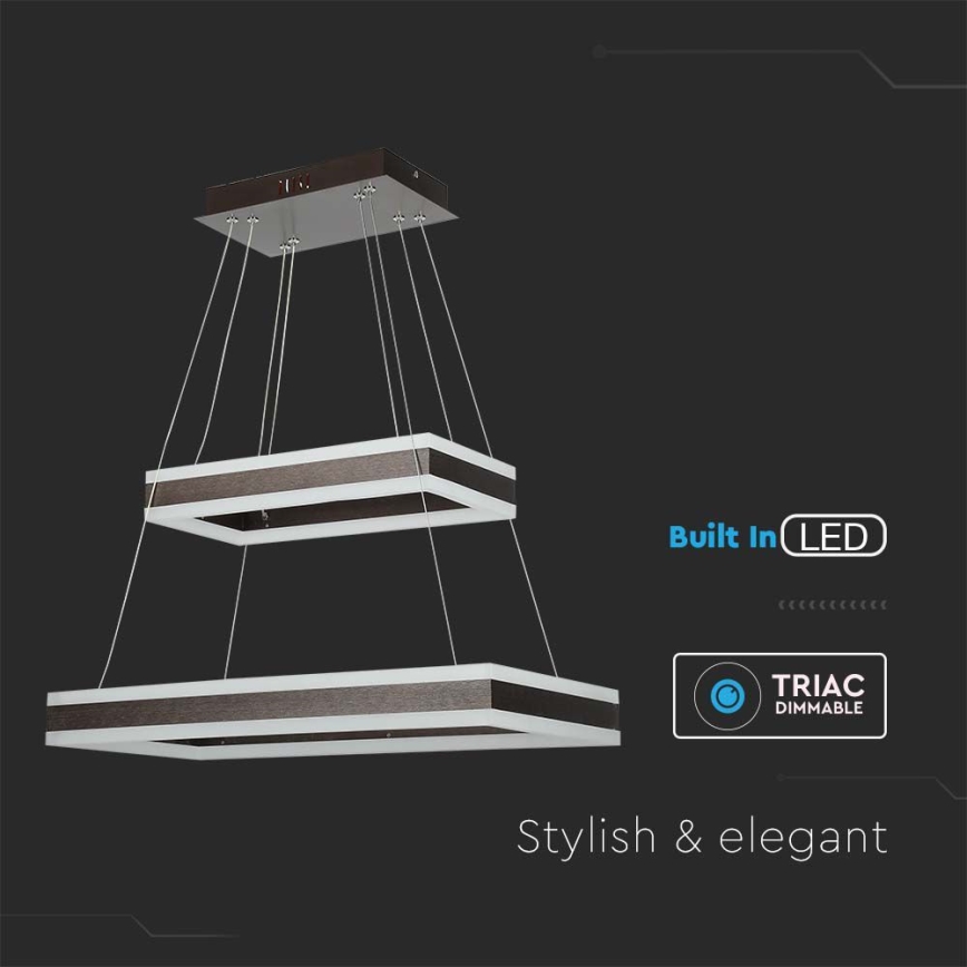 LED Prigušivi luster na sajli LED/113W/230V 3000K smeđa