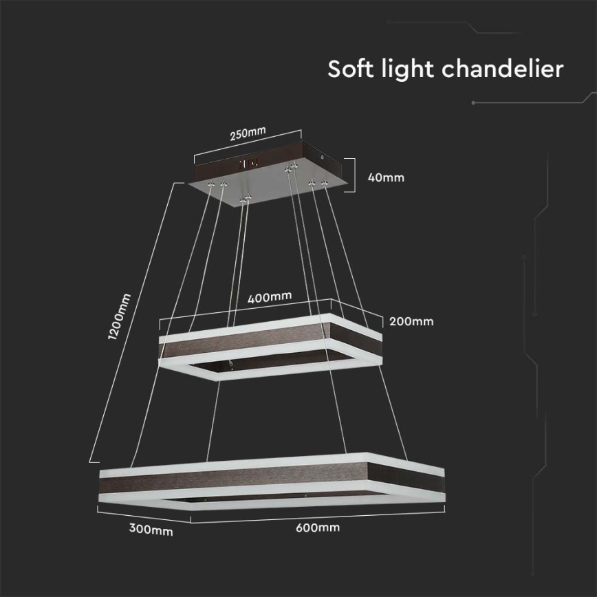 LED Prigušivi luster na sajli LED/113W/230V 3000K smeđa
