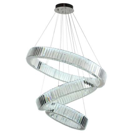 LED Prigušivi kristalni luster na sajli LED/115W/230V 3000-6500K krom + daljinski upravljač