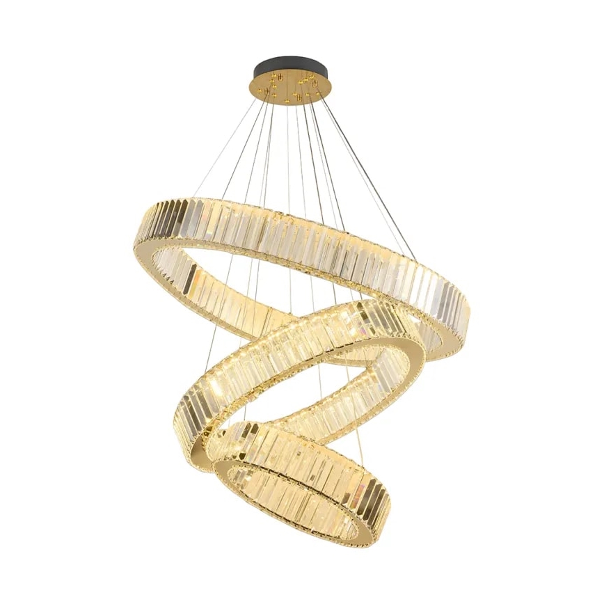 LED Prigušivi kristalni luster na sajli LED/115W/230V 3000-6500K krom/zlatna + daljinski upravljač