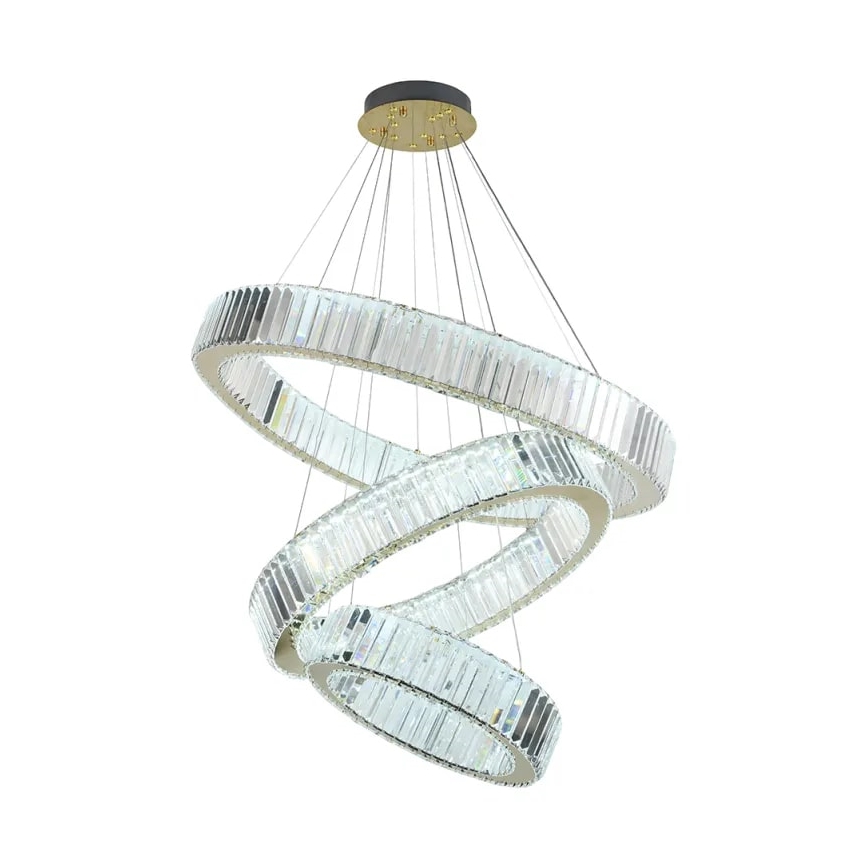 LED Prigušivi kristalni luster na sajli LED/115W/230V 3000-6500K krom/zlatna + daljinski upravljač