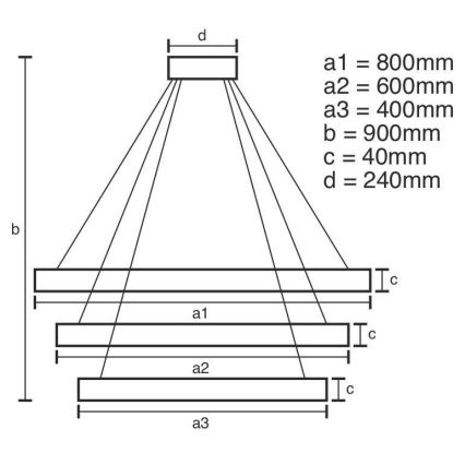 LED Prigušivi luster na sajli LED/125W/230V 3000-6500K + daljinski upravljač