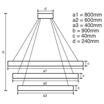 LED Prigušivi luster na sajli LED/125W/230V 3000-6500K + daljinski upravljač