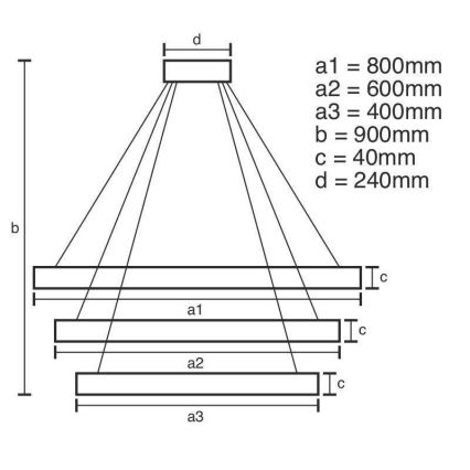 LED Prigušivi luster na sajli LED/125W/230V 3000-6500K pr. 80 cm + daljinski upravljač