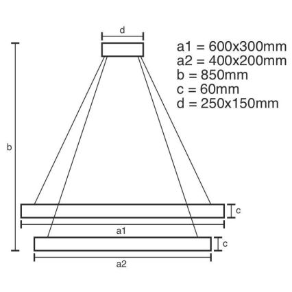 LED Prigušivi luster na sajli LED/130W/230V 3000-6500K + daljinski upravljač