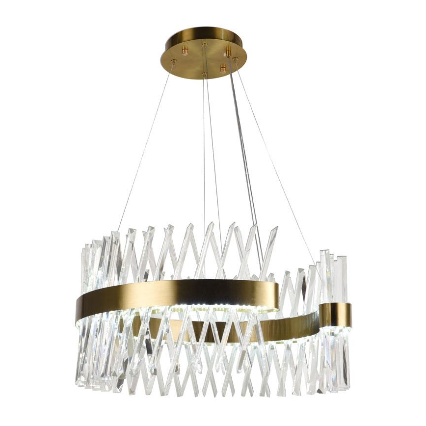 LED Prigušivi kristalni luster na sajli LED/130W/230V 3000-6500K zlatna + daljinski upravljač