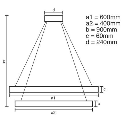 LED Prigušivi luster na sajli LED/135W/230V 3000-6500K + daljinski upravljač