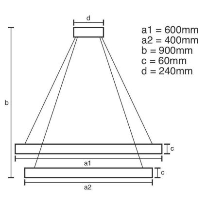 LED Prigušivi luster na sajli LED/135W/230V 3000-6500K + daljinski upravljač