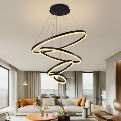 LED Prigušivi luster na sajli LED/165W/230V 3000-6500K pr. 80 cm + daljinski upravljač