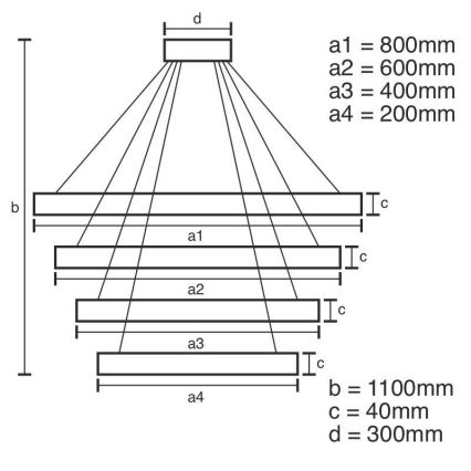 LED Prigušivi luster na sajli LED/165W/230V 3000-6500K + daljinski upravljač