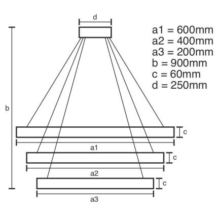 LED Prigušivi luster na sajli LED/165W/230V 3000-6500K + daljinski upravljač