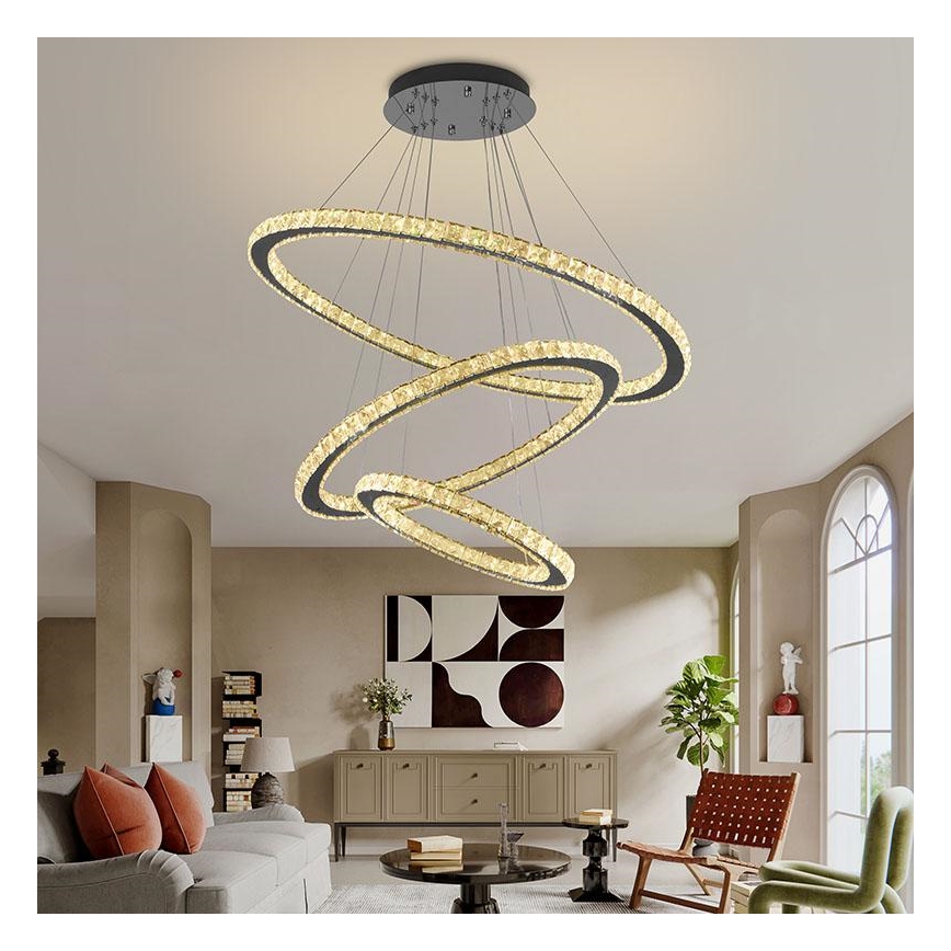 LED Prigušivi kristalni luster na sajli LED/210W/230V 3000-6500K srebrna + daljinski upravljač