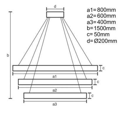 LED Prigušivi luster na sajli LED/235W/230V 3000-6500K + daljinski upravljač