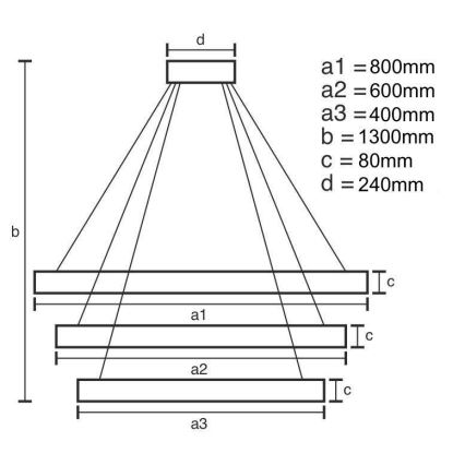LED Prigušivi luster na sajli LED/240W/230V 3000-6500K pr. 80 cm + daljinski upravljač