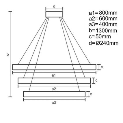 LED Prigušivi luster na sajli LED/250W/230V 3000-6500K + daljinski upravljač