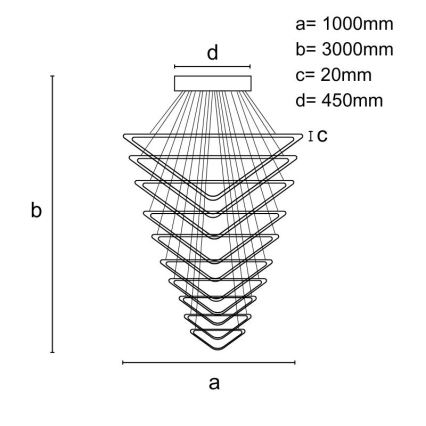 LED Prigušivi luster na sajli LED/385W/230V 3000-6500K + daljinski upravljač