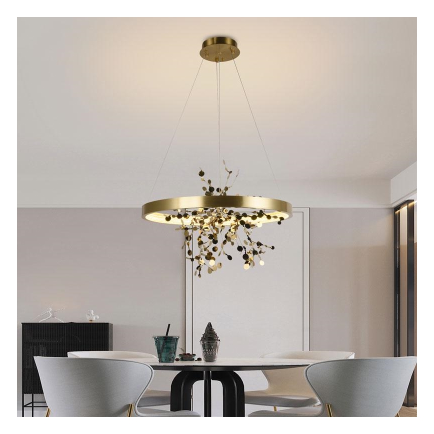 LED Prigušivi luster na sajli LED/40W/230V 3000-6500K zlatna + daljinski upravljač