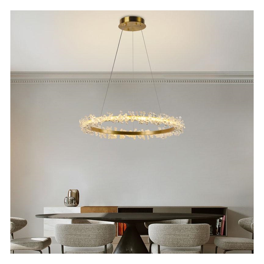 LED Prigušivi kristalni luster na sajli LED/40W/230V 3000-6500K zlatna + daljinski upravljač