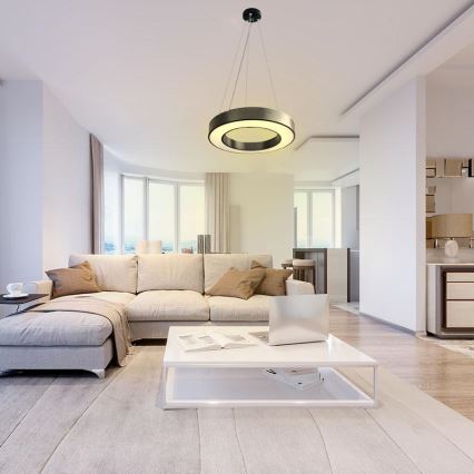 LED Prigušivi luster na sajli LED/45W/230V 3000-6500K crna + daljinski upravljač