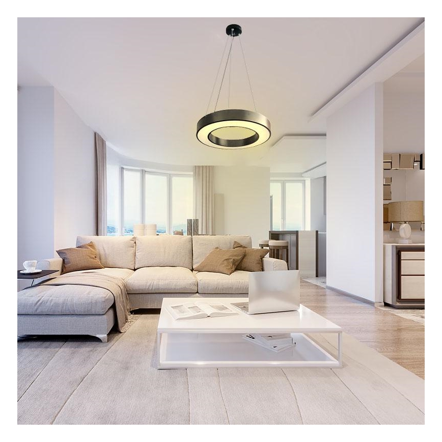 LED Prigušivi luster na sajli LED/45W/230V 3000-6500K crna + daljinski upravljač