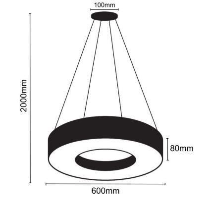 LED Prigušivi luster na sajli LED/45W/230V 3000-6500K crna + daljinski upravljač