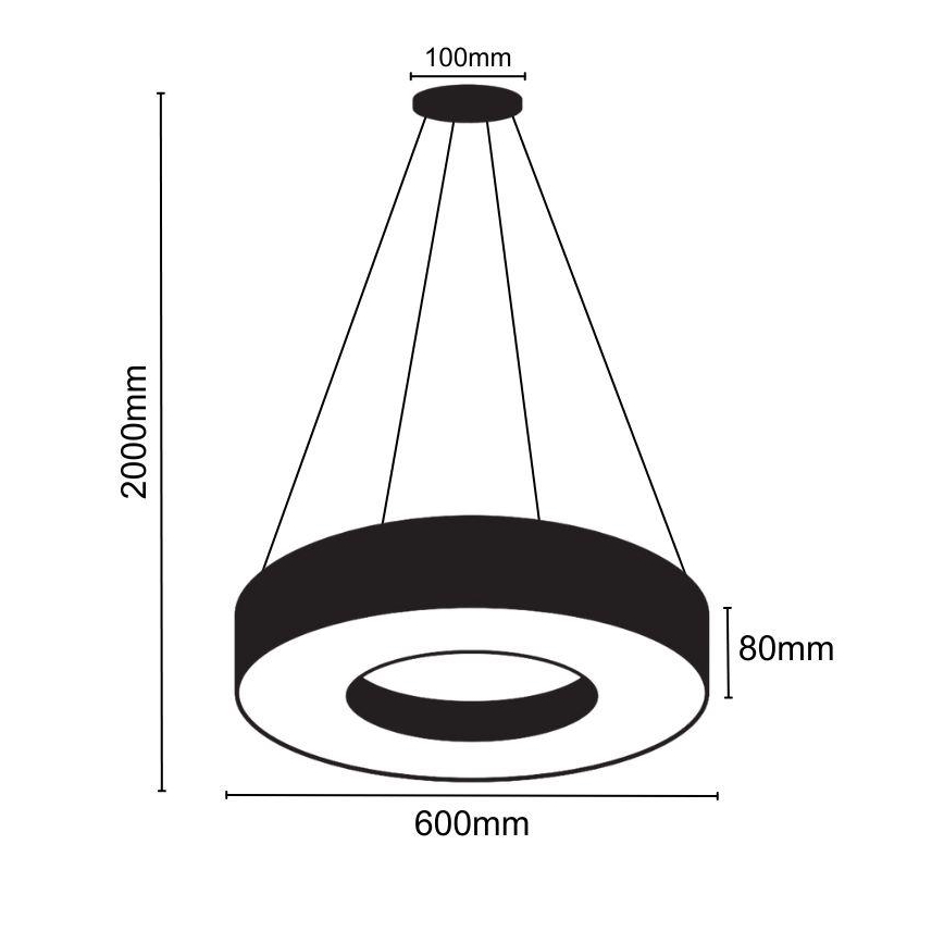 LED Prigušivi luster na sajli LED/45W/230V 3000-6500K crna + daljinski upravljač