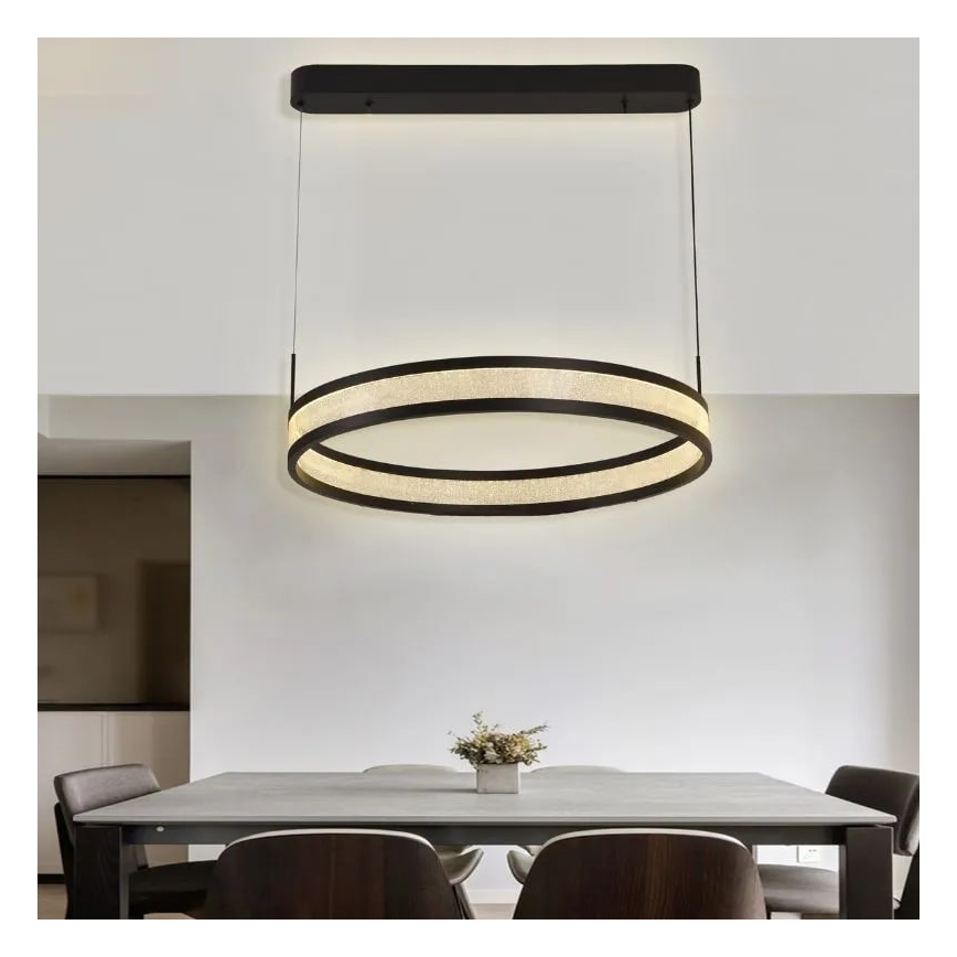 LED Prigušivi luster na sajli LED/45W/230V 3000-6500K crna + daljinski upravljač