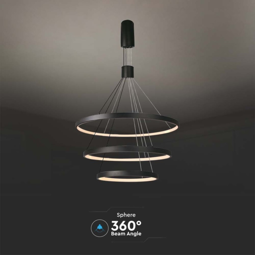 LED Prigušivi luster na sajli LED/46W/230V 3000K crna